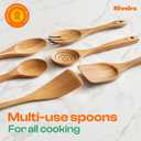 Riveira's 6-Piece Kitchen Essentials - Wooden Spoons for Cooking and Comprehensive Cooking Utensils Set (Light Teak)
