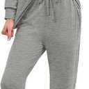 Becotal Soft Cotton Pajamas for Women Set 2 Piece Lounge Set Crewneck Long Sleeve Top and Jogger Pants Loungewear with Pocket Comfy Sleep Shirts Grey M