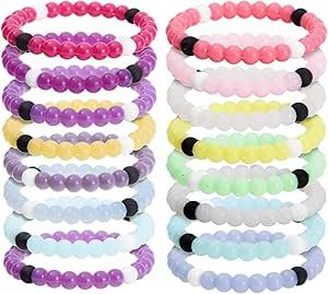 Zodaca 8 Pack of Beaded Bracelets for Party Favors, VSCO Color Changing Jewelry (Silicone, 2.6x0.3 in)