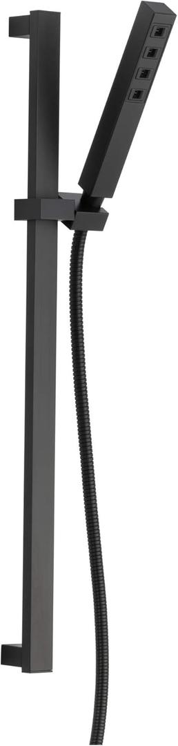 Delta Faucet Single-Spray H2Okinetic Slide Bar Hand Held Shower with Hose, Black Handheld Shower Head, Slide Bar Hand Shower, Handheld Shower, Detachable Shower Head, Matte Black 51567-BL