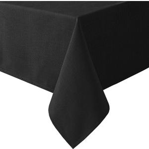 H.VERSAILTEX Linen Textured Table Cloths 54 x 54 Inch Premium Solid Tablecloth Spill-Proof Waterproof Table Cover for Dining Buffet Feature Extra Soft and Thick Fabric Wrinkle Free, Black