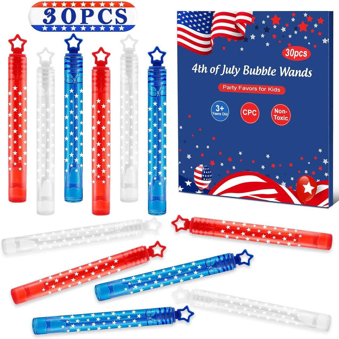 4th of July Party Favors Mini Bubble Wands 30PCS Fourth of July Toys Kids