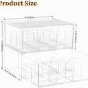 2 Pack Clear Tea Bag Organizer, Stackable Drawer Organizer with Dividers for Pantry Bathroom Vanity Kitchen - Cabinet Countertop Shelf Plastic Storage Bins for Coffee/Makeup/Cosmetic/Crafts/Jewelry