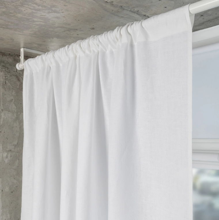 White Linen Rod Pocket Curtains 120"