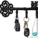 IRISVITA Key Holder for Wall Decorative, Antique Black Cast Iron Key Holder, Rustic Key Hooks for Wall with 3 Hooks, 8.75 x 3.5 Inches with Gitable Packaging, Matching Screws and Anchors Included