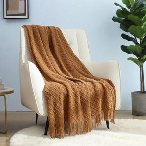 CREVENT Home Farmhouse Decor Rustic Couch Sofa Chair Bed Throw Blanket, Soft Warm Light Weight for Travelling in Spring Summer (50''X60'' Brown)