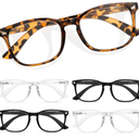 CCVOO Reading Glasses for Women/Men, Eyeglasses, Blue Light Readers for Women/Men, Computer Eye Glasses, Cheaters
Color: 2 Black/ 2 Transparent/ 1 Turtle, +1.25