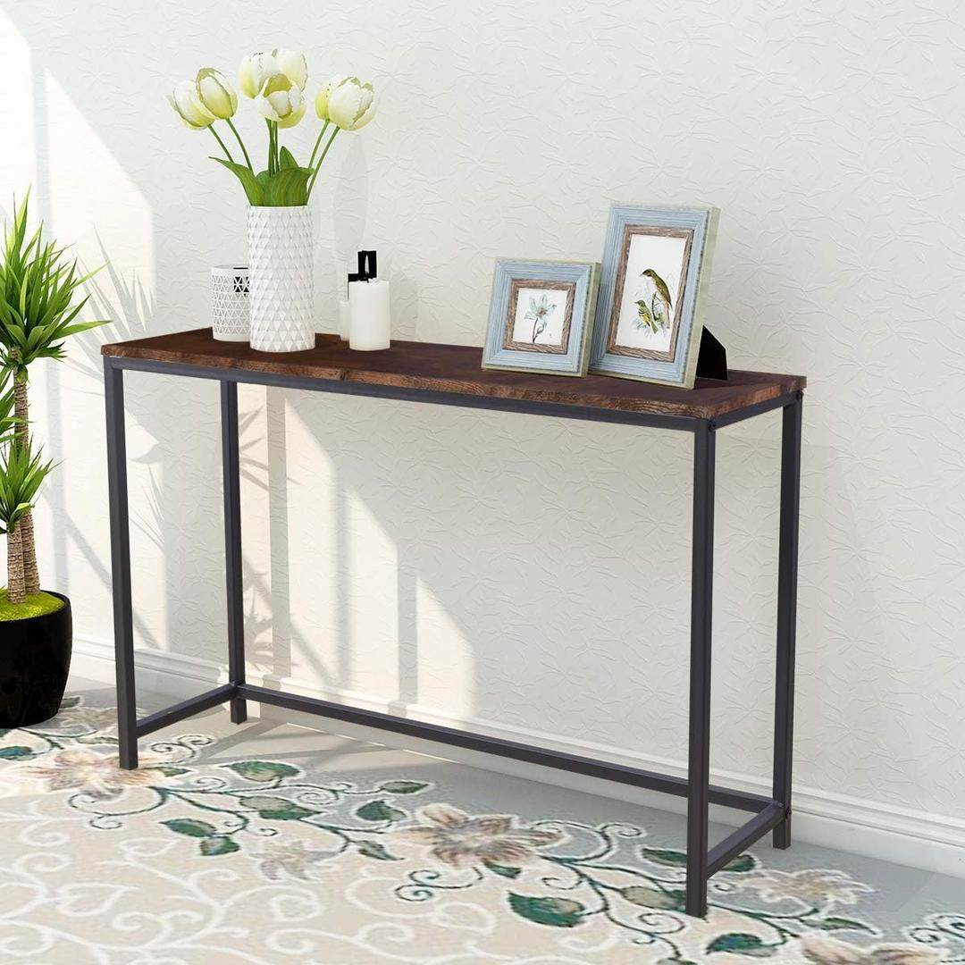 HOMERECOMMEND Console Table for Entryway Narrow Sofa Tables Entryway Table Rustic Narrow Entrance Front Door Console Table Accent Table for Living Room Corridor Hallway Rustic Brown