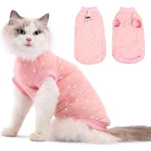 FEimaX Cat Surgery Recovery Suit Cat Onesie Shirt Kitten Clothes After Surgery Spay Surgical Cone of Shame Alternative Surgical Spay Suit for Female Cat, Post-Surgery or Skin Diseases Protection