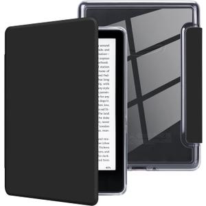 MOROCK Case for All-New 6.8" Kindle Paperwhite and Paperwhite Signature Edition (11th Generation, 2021 Released), Lightweight PU Leather and PC Clear Acrylic Back Cover, Auto Sleep/Wake, Black