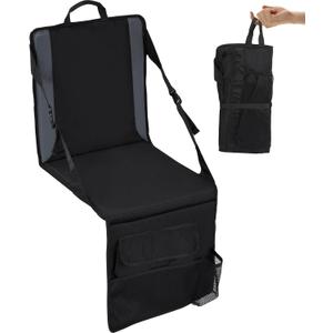 REDCAMP Portable Stadium Seat Bleacher Cushion, Folding Stadium Seats Ground Chair with Back for Camping Fishing Concert, Water Resistant, Black/Navy/Green