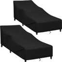 SunPatio Chaise Lounge Covers Outdoor Waterproof, 2 Pack Patio Lounge Chair Protector with Windproof Straps, Outdoor Furniture Covers All Weather Protection, 80" x 30" x 26" H, Black