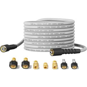 Giraffe Tools Pressure Washer Hose 50FT X 1/4", 3200 PSI Pressure Washing Hose, Kink Resistant, Heavy Duty Power Washer Hose, M22 to 3/8" Quick Connect Couplers for Replacement, 7 Accessories