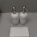 Prus Waso White Soap Dispenser Bathroom Set, Hand and Lotion Dispenser with Pump, Perfect for Bathroom Essentials for New Home. (Silver & White)