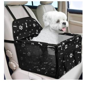 PetsHome Dog Car Seat Foldable Dog Car Booster Seat Waterproof Breathable Oxford Travel Bag for Small to Medium Dogs, Puppies, and Pets-Pattern Black-Upgrade