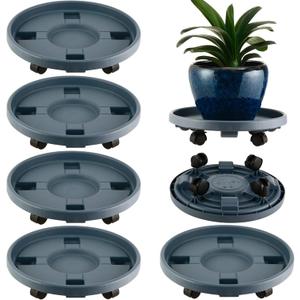 5 Packs Large Plant Caddy with Wheels 13" Rolling Wheeled Plant Stands Heavy-Duty Plastic Flower Pot Roller Base Movers Indoor Outdoor Planter Dolly with Casters Trolley, Grey (Gray)