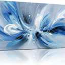 Blue White and Gray Abstract Canvas Wall Art for Living Room Framed Large Print Picture Painting Wall Decor for Bedroom Office Modern Home Abstract Wall Decorations Artwork Size 20x40 Ready to Hang