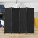 Room Divider 4 Panel Partition Room Dividers & Folding Privacy Screens with 3 Metal Feet6FT Portable Wall Doubles as a Dressing ScreenTemporary Wall for Office Kitchen Children's Room (Black)