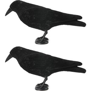 Crow Decoy for Attracting Crows, 2-Pack Plastic Fake Crows Birds Decoy for Garden Yard Backyard Decoration