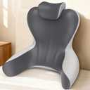 Reading Pillow for Sitting in Bed, 22H Bed Rest Pillows with Arms, Back Pillows for Sitting Up, Ergonomic Lumbar Support Cushion for Reclining, Gaming, Work, Resting, Watching TV, (Grey&Darkgrey)