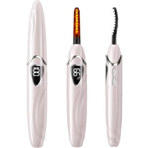 Heated Eyelash Curler, Heated Lash Curler, Accurate Temperature Control Electric Eyelash Curler Heated - Intelligent Power Off, Natural Makeup (Primrose Pink/Silver, S600-148MM)