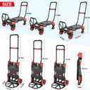 330LB Folding Hand Truck Heavy Duty Carrying, Combination of Four Wheels and Two Wheels Convertible Dolly Cart with Retractable Handle Dolly for Moving Office Carts.