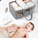 URMYWO Diaper Caddy Organizer - Portable Baby Diaper Caddy with Handle, Large Nursery Organizer Storage Basket for Newborn Essentials, Baby Registry Must Have Shower Gift for Home and Car Travel