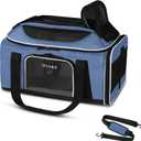 Petskd Top-Expandable Pet Carrier 17x12x8.5 Inches JetBlue Allegiant Spirit Airline Approved, Soft-Sided Carrier for Small Cats and Dogs with Locking Safety Zippers and Anti-Scratch Mesh(Blue)