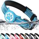 Airtag Dog Collar, Reflective Ultra-Durable Nylon Padded with QR Code Buckle & IP68 Waterproof Air Tag Holder Compatible for Apple AirTag, Comfortable for 
Dogs (Blue, XS)