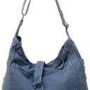 Women's Retro Large Canvas Denim Shoulder Bag Denim Crossbody Handbags Casual Style Lightweight Tote Purse