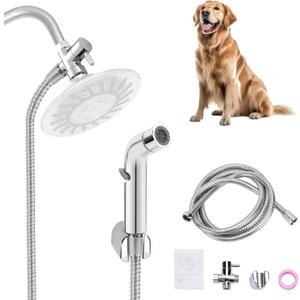 Pet Shower Sprayer, 6.6ft Extra Long Hose Dog Shower Attachment, Adjustable Rate Pet Shower Sprayer, Home Shower Attachment Spray Kit for Pet Bathing, Bathroom Cleaning