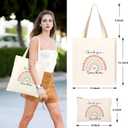2 x AYGE Canvas Tote Bags & Cosmetic Bag, Christmas Gifts for Women, Travel Beach Bag Reusable Grocery Shopping Bag Makeup Bag