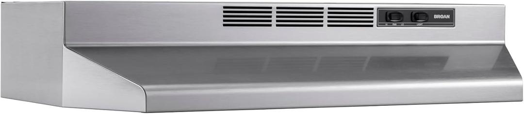 Broan-NuTone 4124SF Inch, 24", Stainless PrintGuard Fingerprint Resistant Ductless Under-Cabinet Range Hood, Stainless Steel Finish