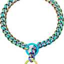 Dog Chain Collars for Dogs Chew Proof Dog Collar, 15mm Thick Color Chain Dog Collar Heavy Duty Stainless Steel Metal Cuban Link Dog Collar for Small Medium Large Dogs (10" ( for Head Circumference 8" to 9.5"))