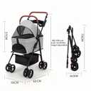 Pet Stroller for Medium Small Dogs/Cats - 4 Wheels Foldable Dog Stroller with Storage Basket,Dog/Cat Carrier,Adjustable Handle,Folding Puppy Carrier Suitable for Traveling with Cats and Dogs (Grey)