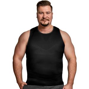 QORE LOGIQ Gynecomastia Compression Shirt Men - Premium Slimming Undershirt Compression Tank Top Mens Shapewear & Body Shaper (Medium, Black)