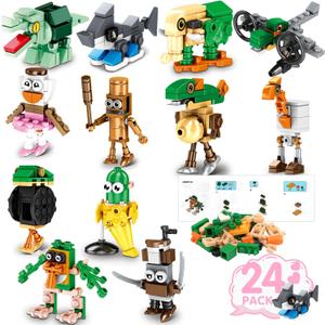 Valentines Day Gifts for Kids, 24 Pack Building Blocks with Valentines Day Cards Class Valentines Gifts for Class Classroom School Boys Girls Party Favors Exchange (Blue)