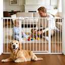 Babelio 36" Tall Baby Gate, PressGuard P7, 29-55" Auto Close Pressure Mounted Dog Gate for Doorways & Hallway, Basics Easy Walk Thru Pet Gate, Extra Wide Metal Child Gate, White