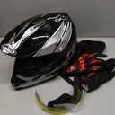 Adult Motocross Dirt Bike Helmet with Goggles, Gloves & Mask Dirt Bike ATV Helmet for Unisex-Adult Men Women Adjustable Sun Visor DOT/FMVSS-218 Off-Road Motorcycle Helmet UTV Helmet Downhill (Medium, New Black Flame)