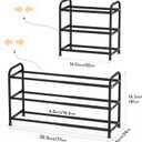 Expandable 3 Tier Shoe Rack for Closet Floor, 16"-30" Adjustable Small Shoe Organizer for Entryway, Front Door & Dorm, Space Saving Metal Shoe Shelf for Small Spaces, Black