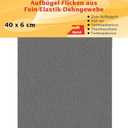 Iron On Elasticated Clothing Repair Tape, 40cm x 6cm, Grey (Gray)