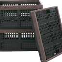 Kekow 15 L Black Plastic Collapsible Storage Basket, Folding Crates Storage, Set of 3