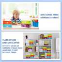 Pinkunn 12 Pcs Multicolor Plastic Document Boxes 12.2 x 9.06 x 3.35 Inch Keepsake Photo Storage Box Classroom Storage Bins with Lid File Cube Organizer with 6 Sheets Name Labels for School Office Home