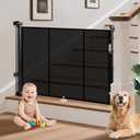 Retractable Baby Gates for Stairs, 55" Wide Retractable Dog Gate Pet Gate, 34" Extra Tall Child Safety Gate Toddler Mesh Gate with Support Rods for Doorways, Hallways, Deck, Porch, Indoor, Outdoor