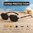 Retro Rectangular Sunglasses for Women Trendy Funny Vintage Fashion Narrow Small 90s Sunnies(3 Pack)
