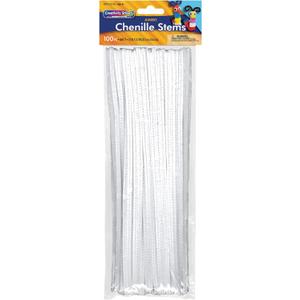 Creativity Street Chenille Stems/Pipe Cleaners 12 Inch x 6mm 100-Piece, White