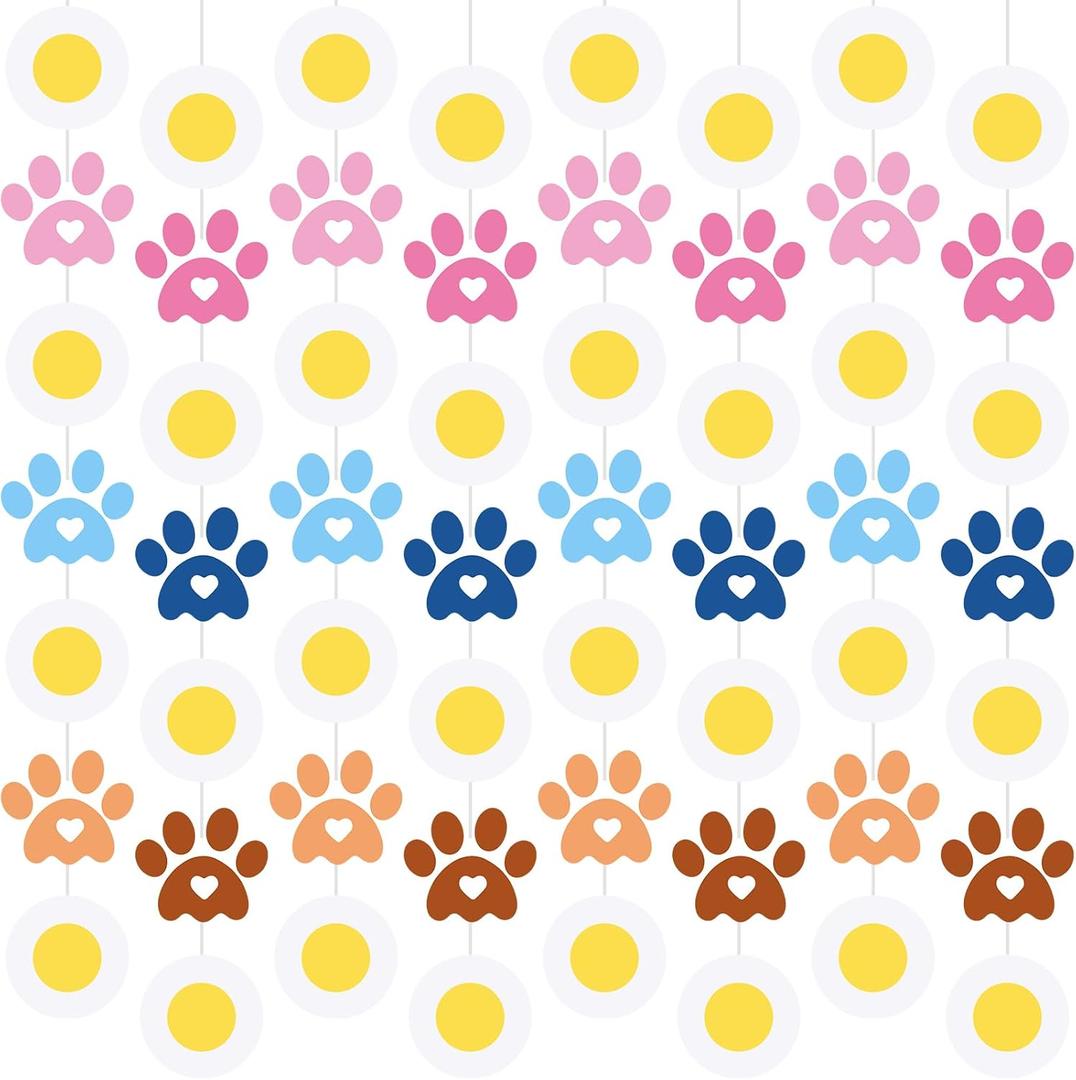 2 x Marspark 8 Pcs Blue Dog with Daisy Party Banner Decorations Paper Garlands Pastel Cartoon Blue Dog Paw Print and Daisy Hanging Garland Banner Puppy Cutouts for Birthday Party Supplies Decor