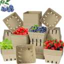60 Pack Small Natural Pulp Fiber Berry Baskets Eco-Friendly Vented Produce Containers for Strawberries, Blueberries, Raspberries, Fruits and Vegetables, Ideal for Grocery, Market, and Kitchen Use