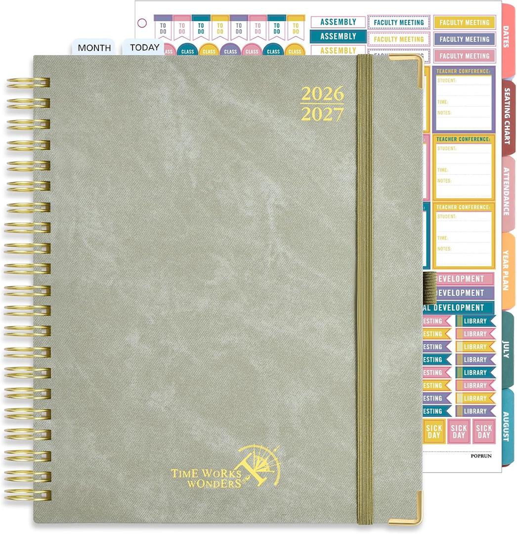 POPRUN Teacher Planner 2026-2027, 8.5"x11" Lesson Planner Book for Teachers