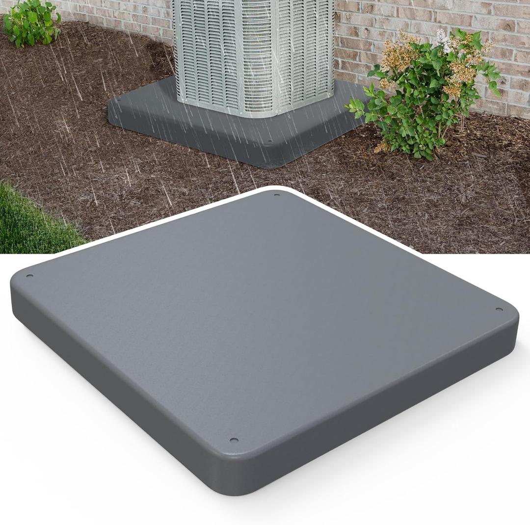 Equipment Pad for HVAC Systems,24'' x 24'' x 2'' Ground Equipment Pad,Outdoor Plastic Condenser Unit Pad,Ground Leveling Support Base for Air Conditioner Heat Pump Systems